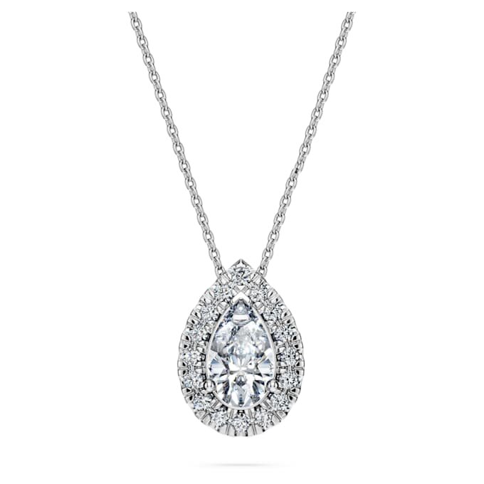 Eternity Halo Solitaire-Anhänger mit im Labor gezüchteten Diamanten, 1 Karat insgesamt, Birnenform, 14 Karat Weißgold Eternity Halo Solitaire-Anhänger mit im Labor gezüchteten Diamanten, 1 Karat insgesamt, Birnenform, 14 Karat Weißgold