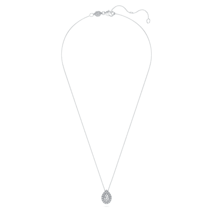 Eternity Halo Solitaire-Anhänger mit im Labor gezüchteten Diamanten, 1 Karat insgesamt, Birnenform, 14 Karat Weißgold Eternity Halo Solitaire-Anhänger mit im Labor gezüchteten Diamanten, 1 Karat insgesamt, Birnenform, 14 Karat Weißgold