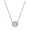 Eternity Halo Solitär-Anhänger, im Labor gezüchtete Diamanten 0,23 Karat insgesamt, runde Form, Sterlingsilber Eternity Halo Solitär-Anhänger, im Labor gezüchtete Diamanten 0,23 Karat insgesamt, runde Form, Sterlingsilber
