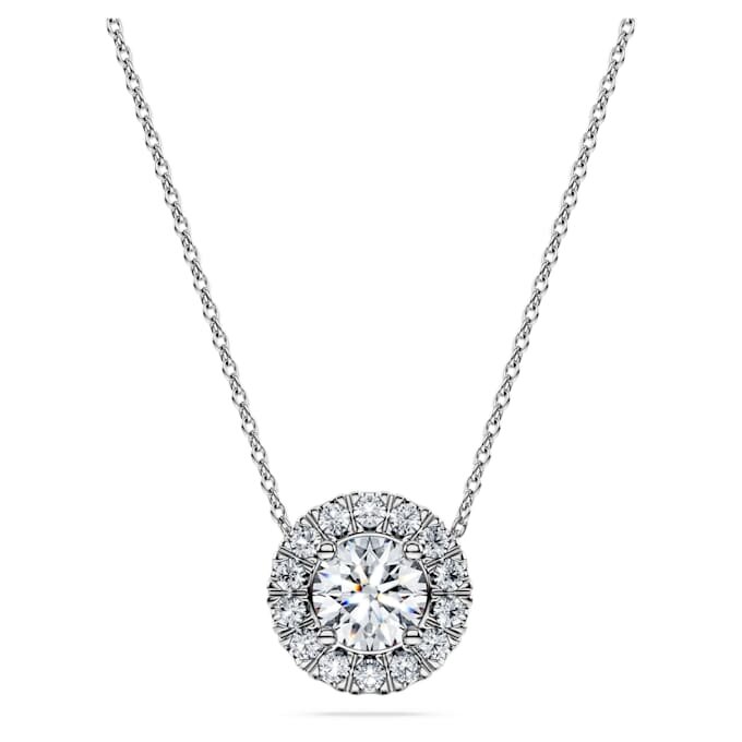 Eternity Halo Solitär-Anhänger mit im Labor gezüchteten Diamanten, 1 Karat insgesamt, runde Form, 14 Karat Weißgold Eternity Halo Solitär-Anhänger mit im Labor gezüchteten Diamanten, 1 Karat insgesamt, runde Form, 14 Karat Weißgold