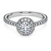 Eternity-Halo-Solitärring mit im Labor gezüchteten Diamanten, 0,8 Karat insgesamt, runde Form, 14 Karat Weißgold Eternity-Halo-Solitärring mit im Labor gezüchteten Diamanten, 0,8 Karat insgesamt, runde Form, 14 Karat Weißgold