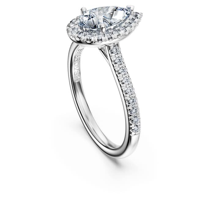 Eternity-Halo-Solitärring mit im Labor gezüchteten Diamanten, 1,3 Karat insgesamt, Birnenform, 14 Karat Weißgold Eternity-Halo-Solitärring mit im Labor gezüchteten Diamanten, 1,3 Karat insgesamt, Birnenform, 14 Karat Weißgold