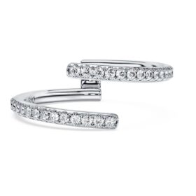 Eternity-Ring mit offenem Band, im Labor gezüchtete Diamanten 0,2 Karat insgesamt, runde Form, 14 Karat Weißgold Eternity-Ring mit offenem Band, im Labor gezüchtete Diamanten 0,2 Karat insgesamt, runde Form, 14 Karat Weißgold