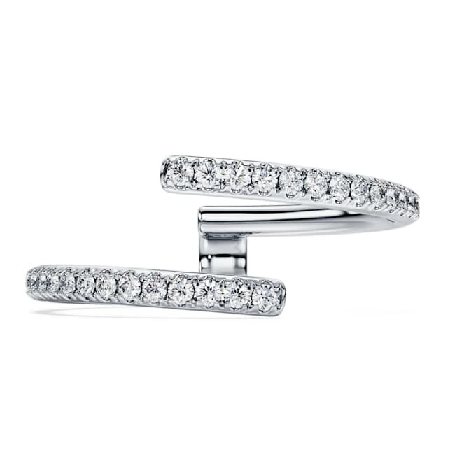 Eternity-Ring mit offenem Band, im Labor gezüchtete Diamanten 0,2 Karat insgesamt, runde Form, 14 Karat Weißgold Eternity-Ring mit offenem Band, im Labor gezüchtete Diamanten 0,2 Karat insgesamt, runde Form, 14 Karat Weißgold