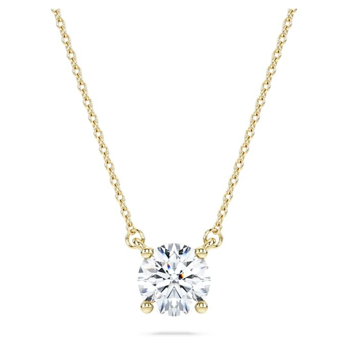 Eternity-Solitär-Anhänger mit im Labor gezüchteten Diamanten, 1 Karat insgesamt, runde Form, 14 Karat Gelbgold Eternity-Solitär-Anhänger mit im Labor gezüchteten Diamanten, 1 Karat insgesamt, runde Form, 14 Karat Gelbgold