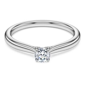 Eternity-Solitärring mit im Labor gezüchteten Diamanten, 0,25 Karat insgesamt, runde Form, Sterlingsilber Eternity-Solitärring mit im Labor gezüchteten Diamanten, 0,25 Karat insgesamt, runde Form, Sterlingsilber