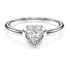 Eternity-Solitärring mit im Labor gezüchteten Diamanten, 0,5 Karat insgesamt, Herzform, Sterlingsilber Eternity-Solitärring mit im Labor gezüchteten Diamanten, 0,5 Karat insgesamt, Herzform, Sterlingsilber