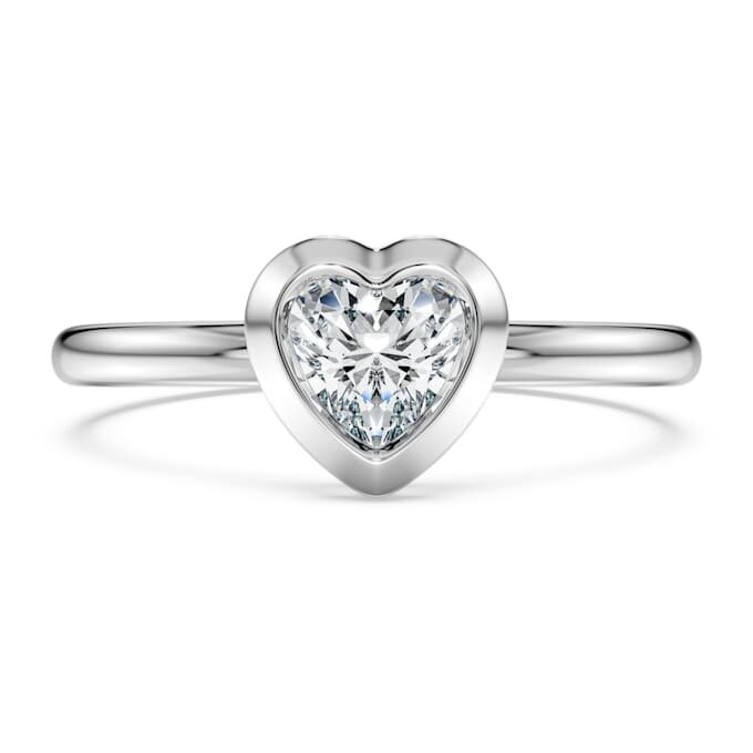 Eternity-Solitärring mit im Labor gezüchteten Diamanten, 0,5 Karat insgesamt, Herzform, Sterlingsilber Eternity-Solitärring mit im Labor gezüchteten Diamanten, 0,5 Karat insgesamt, Herzform, Sterlingsilber