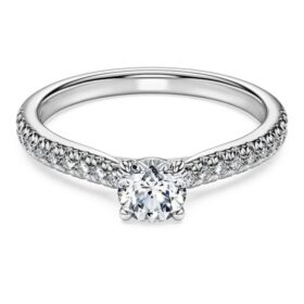 Eternity-Solitärring mit im Labor gezüchteten Diamanten, 0,7 Karat insgesamt, runde Form, 14 Karat Weißgold Eternity-Solitärring mit im Labor gezüchteten Diamanten, 0,7 Karat insgesamt, runde Form, 14 Karat Weißgold