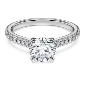 Eternity-Solitärring mit im Labor gezüchteten Diamanten, 1,2 Karat insgesamt, runde Form, 14 Karat Weißgold Eternity-Solitärring mit im Labor gezüchteten Diamanten, 1,2 Karat insgesamt, runde Form, 14 Karat Weißgold