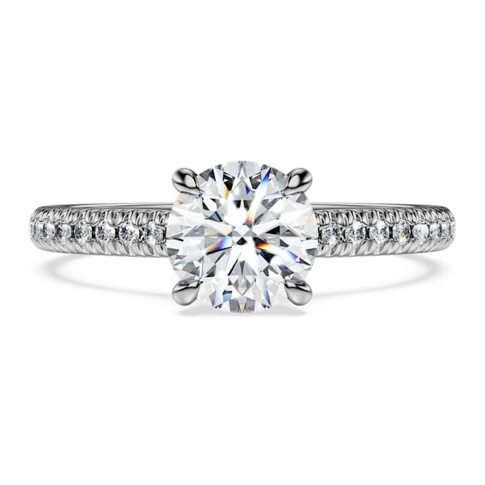 Eternity-Solitärring mit im Labor gezüchteten Diamanten, 1,2 Karat insgesamt, runde Form, 14 Karat Weißgold Eternity-Solitärring mit im Labor gezüchteten Diamanten, 1,2 Karat insgesamt, runde Form, 14 Karat Weißgold