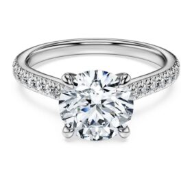Eternity-Solitärring mit im Labor gezüchteten Diamanten, 2,2 Karat insgesamt, runde Form, 14 Karat Weißgold Eternity-Solitärring mit im Labor gezüchteten Diamanten, 2,2 Karat insgesamt, runde Form, 14 Karat Weißgold