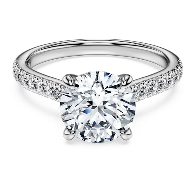 Eternity-Solitärring mit im Labor gezüchteten Diamanten, 2,2 Karat insgesamt, runde Form, 14 Karat Weißgold Eternity-Solitärring mit im Labor gezüchteten Diamanten, 2,2 Karat insgesamt, runde Form, 14 Karat Weißgold