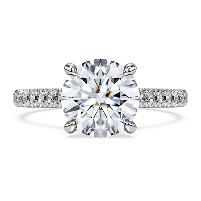 Eternity-Solitärring mit im Labor gezüchteten Diamanten, 2,2 Karat insgesamt, runde Form, 14 Karat Weißgold Eternity-Solitärring mit im Labor gezüchteten Diamanten, 2,2 Karat insgesamt, runde Form, 14 Karat Weißgold