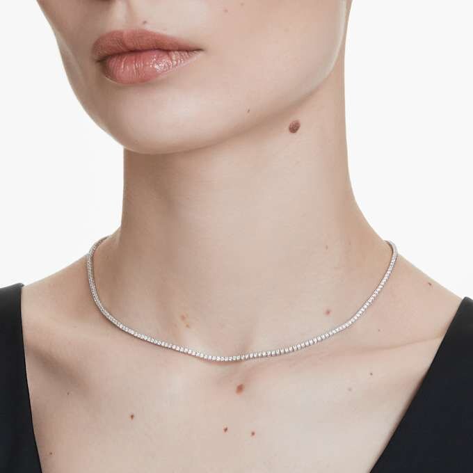 Eternity-Tennis-Halskette mit im Labor gezüchteten Diamanten, 3 Karat insgesamt, runde Form, 14 Karat Weißgold Eternity-Tennis-Halskette mit im Labor gezüchteten Diamanten, 3 Karat insgesamt, runde Form, 14 Karat Weißgold