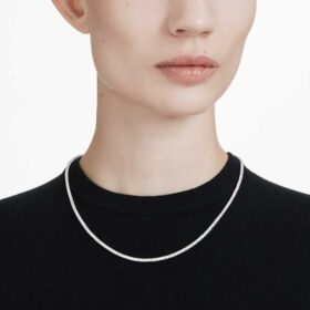 Eternity-Tennis-Halskette mit im Labor gezüchteten Diamanten, 7 Karat insgesamt, runde Form, 14 Karat Weißgold Eternity-Tennis-Halskette mit im Labor gezüchteten Diamanten, 7 Karat insgesamt, runde Form, 14 Karat Weißgold