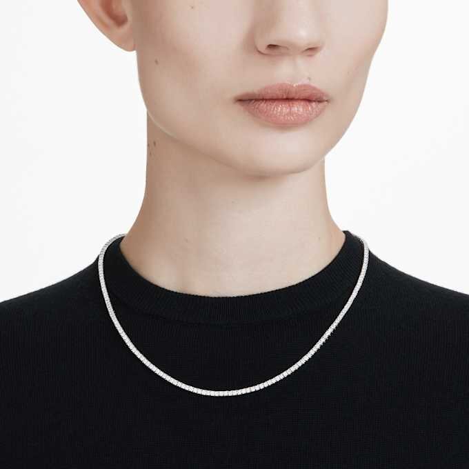 Eternity-Tennis-Halskette mit im Labor gezüchteten Diamanten, 7 Karat insgesamt, runde Form, 14 Karat Weißgold Eternity-Tennis-Halskette mit im Labor gezüchteten Diamanten, 7 Karat insgesamt, runde Form, 14 Karat Weißgold