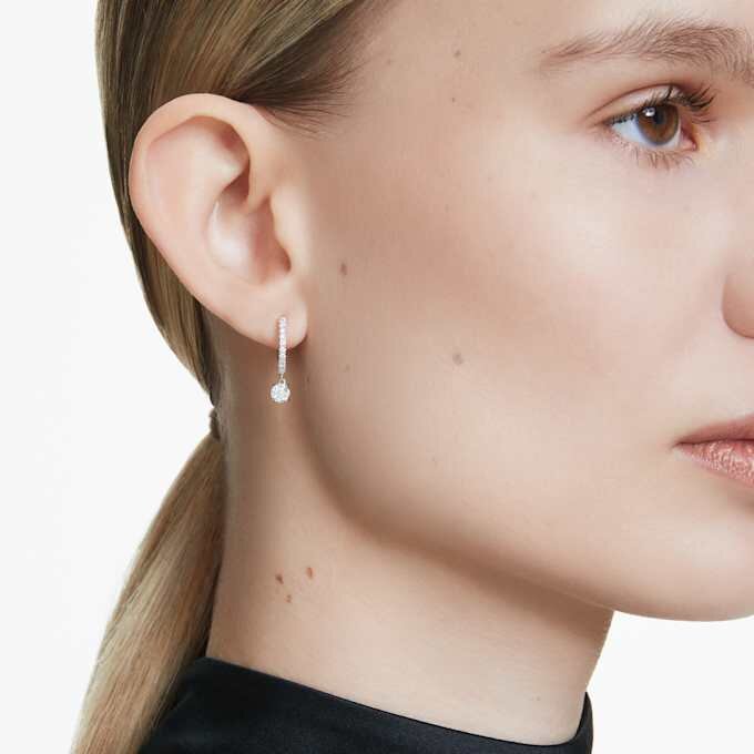 Eternity-Tropf-Ohrringe mit im Labor gezüchteten Diamanten, 0,7 Karat insgesamt, runde Form, 14 Karat Weißgold Eternity-Tropf-Ohrringe mit im Labor gezüchteten Diamanten, 0,7 Karat insgesamt, runde Form, 14 Karat Weißgold