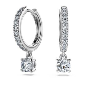 Eternity-Tropf-Ohrringe mit im Labor gezüchteten Diamanten, 0,7 Karat insgesamt, runde Form, 14 Karat Weißgold