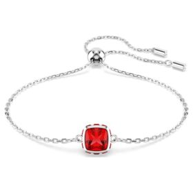 Geburtsstein-Armband mit quadratischem Schliff, Juli, rot, rhodiniert Geburtsstein-Armband mit quadratischem Schliff, Juli, rot, rhodiniert