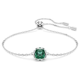 Geburtsstein-Armband mit quadratischem Schliff, Mai, grün, rhodiniert Geburtsstein-Armband mit quadratischem Schliff, Mai, grün, rhodiniert