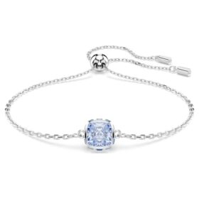 Geburtsstein-Armband mit quadratischem Schliff, März, Blau, rhodiniert Geburtsstein-Armband mit quadratischem Schliff, März, Blau, rhodiniert