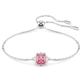 Geburtsstein-Armband mit quadratischem Schliff, Oktober, Rosa, rhodiniert Geburtsstein-Armband mit quadratischem Schliff, Oktober, Rosa, rhodiniert