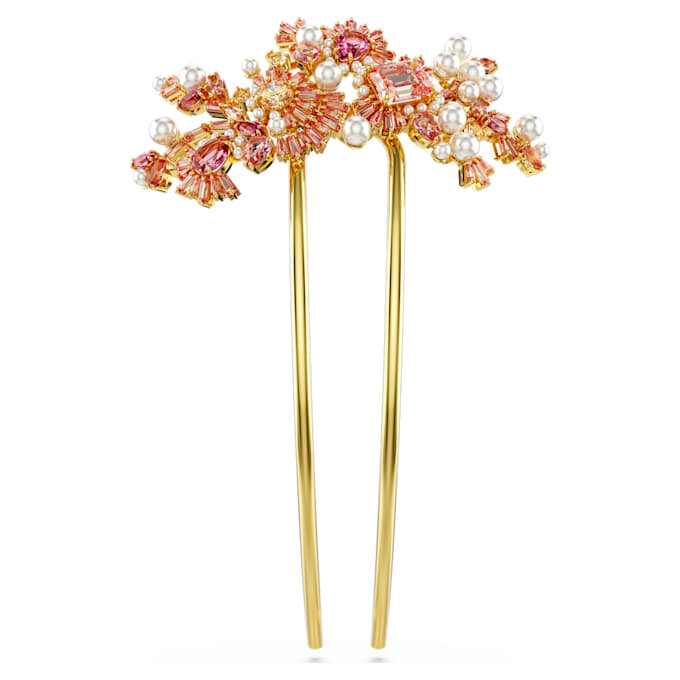 Gema Haarspange Kristallperle, verschiedene Schliffe, Blume, Rosa, goldfarben plattiert Gema Haarspange Kristallperle, verschiedene Schliffe, Blume, Rosa, goldfarben plattiert