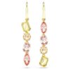 Gema-Tropfenohrringe, asymmetrisches Design, gemischte Schliffe, rosa, goldfarben plattiert
