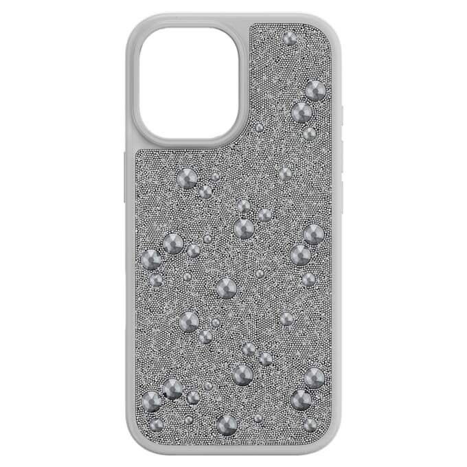 High Smartphone-Hülle mit flachen Kristallen auf der Rückseite, iPhone® 17, silberfarben High Smartphone-Hülle mit flachen Kristallen auf der Rückseite, iPhone® 17, silberfarben