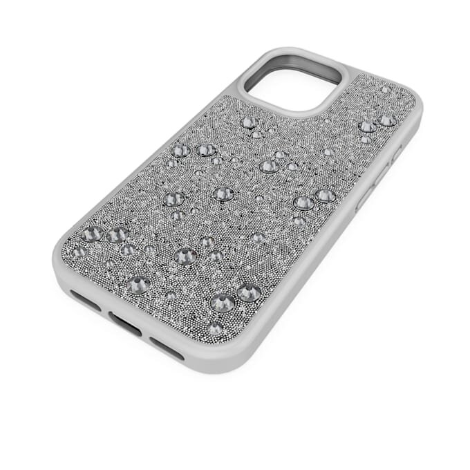 High Smartphone-Hülle mit flachen Kristallen auf der Rückseite, iPhone® 17, silberfarben High Smartphone-Hülle mit flachen Kristallen auf der Rückseite, iPhone® 17, silberfarben
