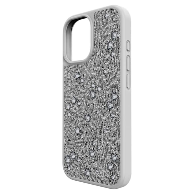 High Smartphone-Hülle mit flachen Kristallen auf der Rückseite, iPhone® 17, silberfarben High Smartphone-Hülle mit flachen Kristallen auf der Rückseite, iPhone® 17, silberfarben