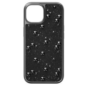 High Smartphone-Hülle mit flachen Kristallen, iPhone® 15, Schwarz