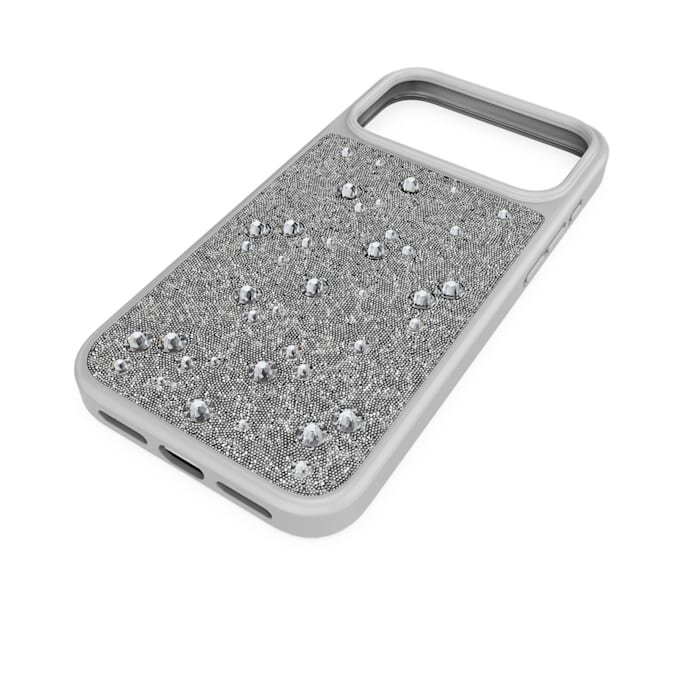 Hochwertige Smartphone-Hülle mit flachen Kristallen, iPhone® 17 Pro Max, silberfarben Hochwertige Smartphone-Hülle mit flachen Kristallen, iPhone® 17 Pro Max, silberfarben