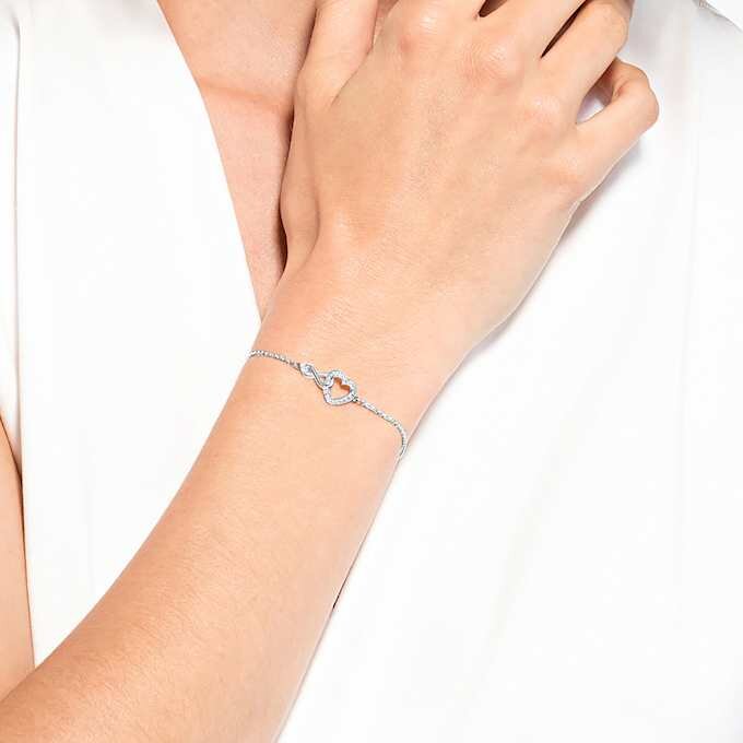 Hyperbola-Armband „Infinity and Heart“, weiß, rhodiniert Hyperbola-Armband „Infinity and Heart“, weiß, rhodiniert