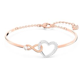 Hyperbola-Armreif „Infinity and Heart“, weiß, Metall-Mix-Finish