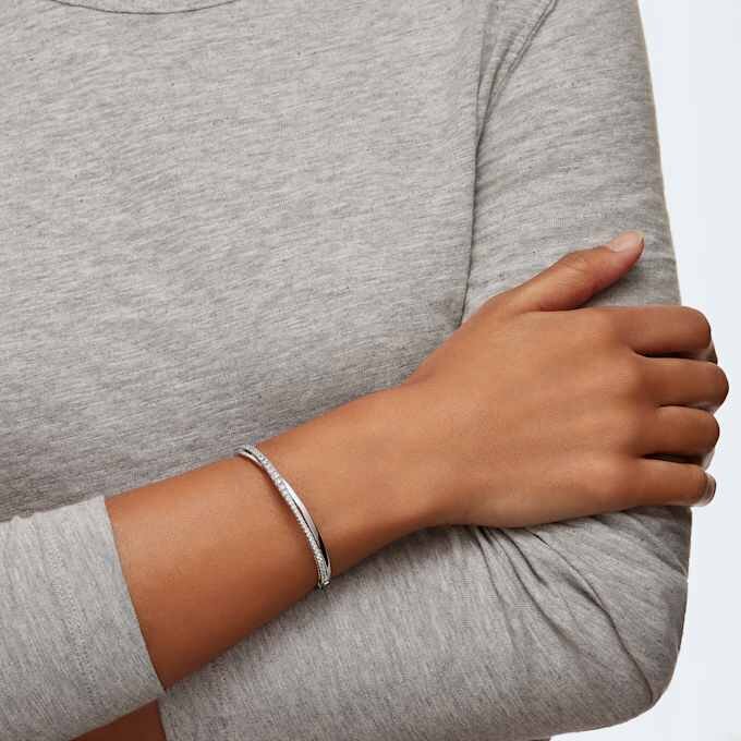 Hyperbola Armreif mit rundem Schliff, weiß, rhodiniert Hyperbola Armreif mit rundem Schliff, weiß, rhodiniert