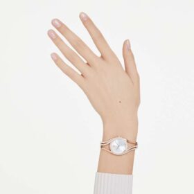 Hyperbola Armreihuhr, Swiss Made, Metallarmband, Roségoldfarben, roségoldfarbene Oberfläche