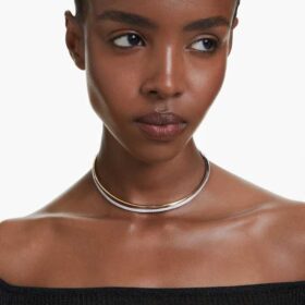 Hyperbola-Choker, Rundschliff, Weiß, Mixed-Metal-Finish