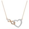 Hyperbola-Halskette „Infinity and Heart“, weiß, Metallmix-Finish