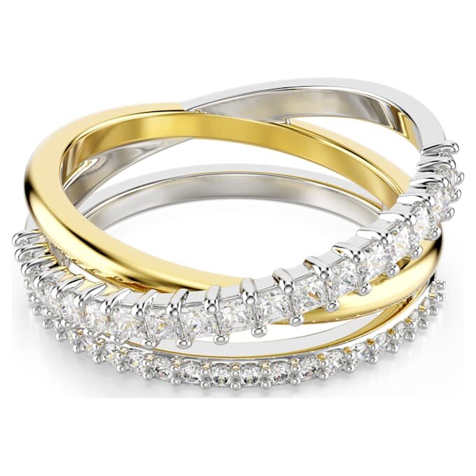 Hyperbola-Ring mit gemischten Schliffen, weiß, gemischte Metalloberfläche Hyperbola-Ring mit gemischten Schliffen, weiß, gemischte Metalloberfläche