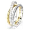 Hyperbola-Ring mit gemischten Schliffen, weiß, gemischte Metalloberfläche Hyperbola-Ring mit gemischten Schliffen, weiß, gemischte Metalloberfläche