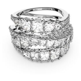 Hyperbola-Ring mit gemischten Schliffen, weiß, rhodiniert Hyperbola-Ring mit gemischten Schliffen, weiß, rhodiniert