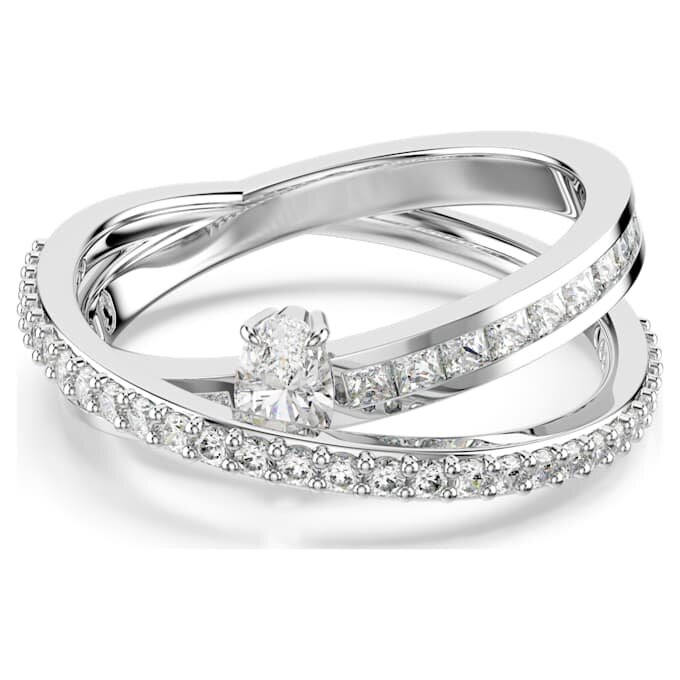 Hyperbola-Ring mit gemischten Schliffen, weiß, rhodiniert Hyperbola-Ring mit gemischten Schliffen, weiß, rhodiniert