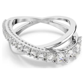 Hyperbola-Ring mit gemischten Schliffen, weiß, silberfarben Hyperbola-Ring mit gemischten Schliffen, weiß, silberfarben