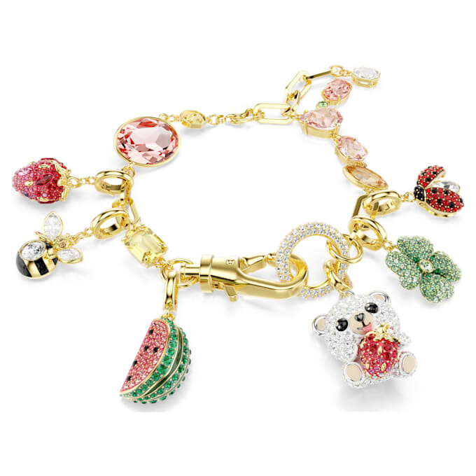 Idyllia-Armband mit gemischten Schliffen, gemischten Motiven, mehrfarbig, goldfarben plattiert Idyllia-Armband mit gemischten Schliffen, gemischten Motiven, mehrfarbig, goldfarben plattiert