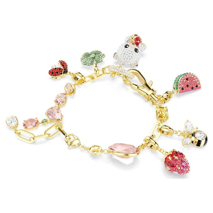 Idyllia-Armband mit gemischten Schliffen, gemischten Motiven, mehrfarbig, goldfarben plattiert Idyllia-Armband mit gemischten Schliffen, gemischten Motiven, mehrfarbig, goldfarben plattiert