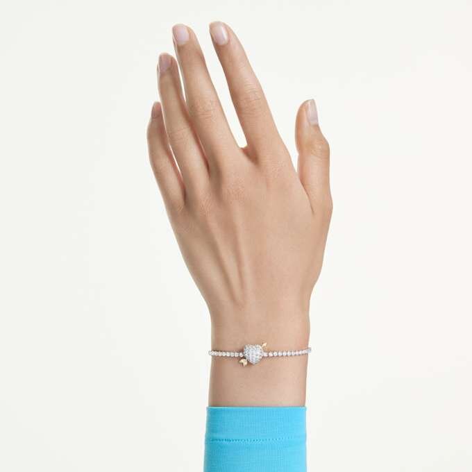 Idyllia-Armband mit gemischten Schliffen, Herz mit Pfeil, weiß, rhodiniert Idyllia-Armband mit gemischten Schliffen, Herz mit Pfeil, weiß, rhodiniert