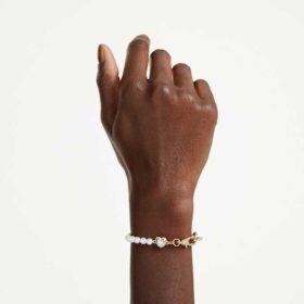 Idyllia-Armband mit Kristallperlen, weiß, vergoldet Idyllia-Armband mit Kristallperlen, weiß, vergoldet