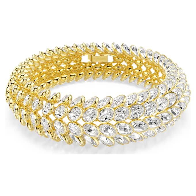 Idyllia-Armband, ovaler Schliff, weiß, vergoldet Idyllia-Armband, ovaler Schliff, weiß, vergoldet